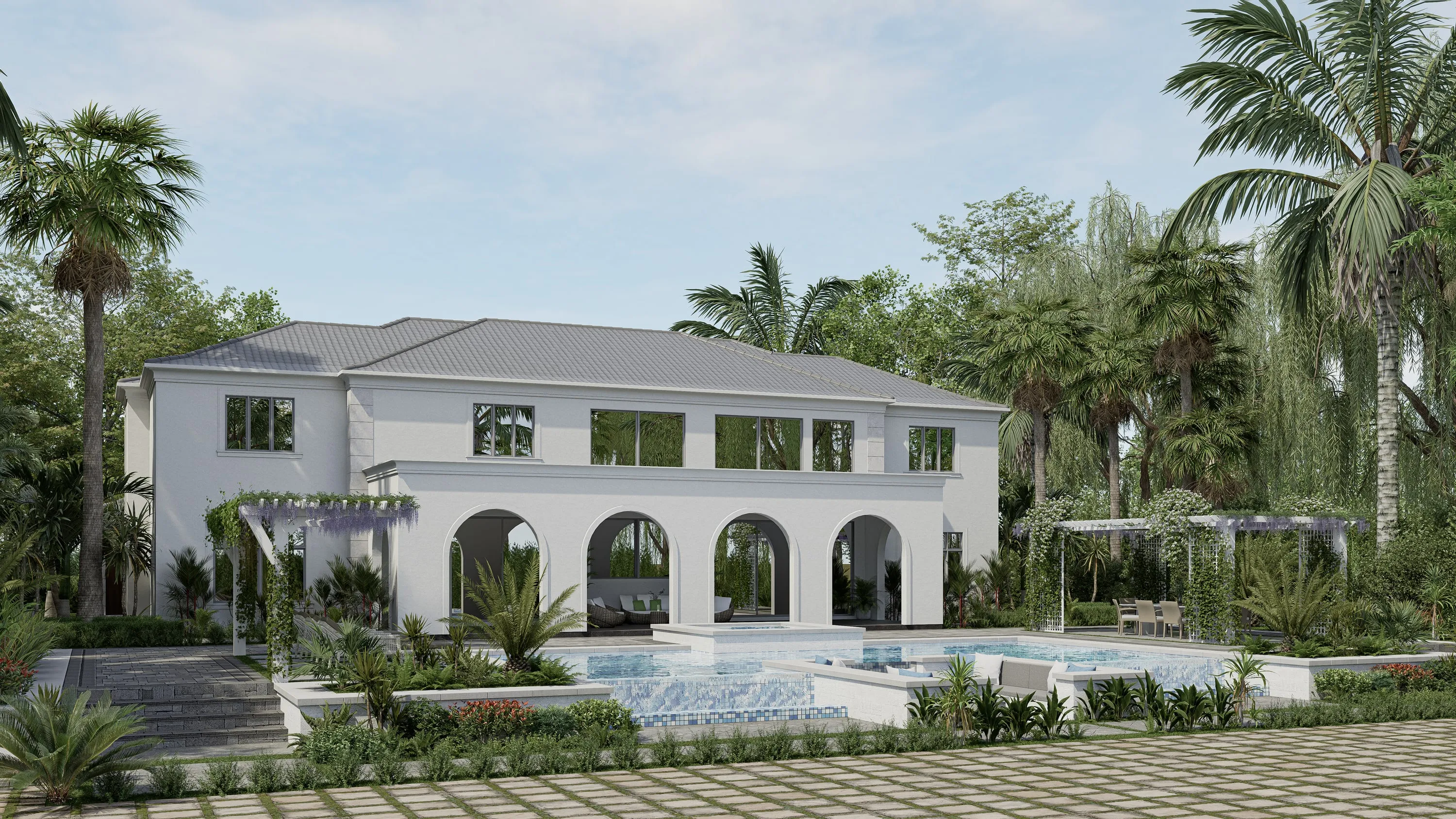 Design rendering of the pool courtyard.