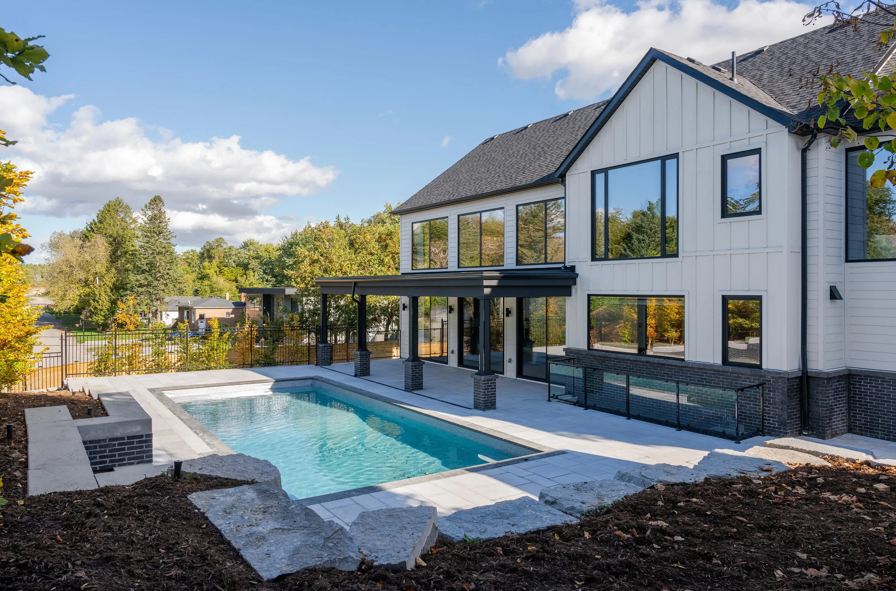 Pool terrace and covered outdoor room.